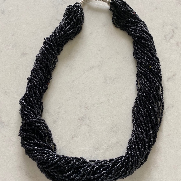 MULTI STRAND SEED BEAD NECKLACE IN BLACK - Picture 1 of 4